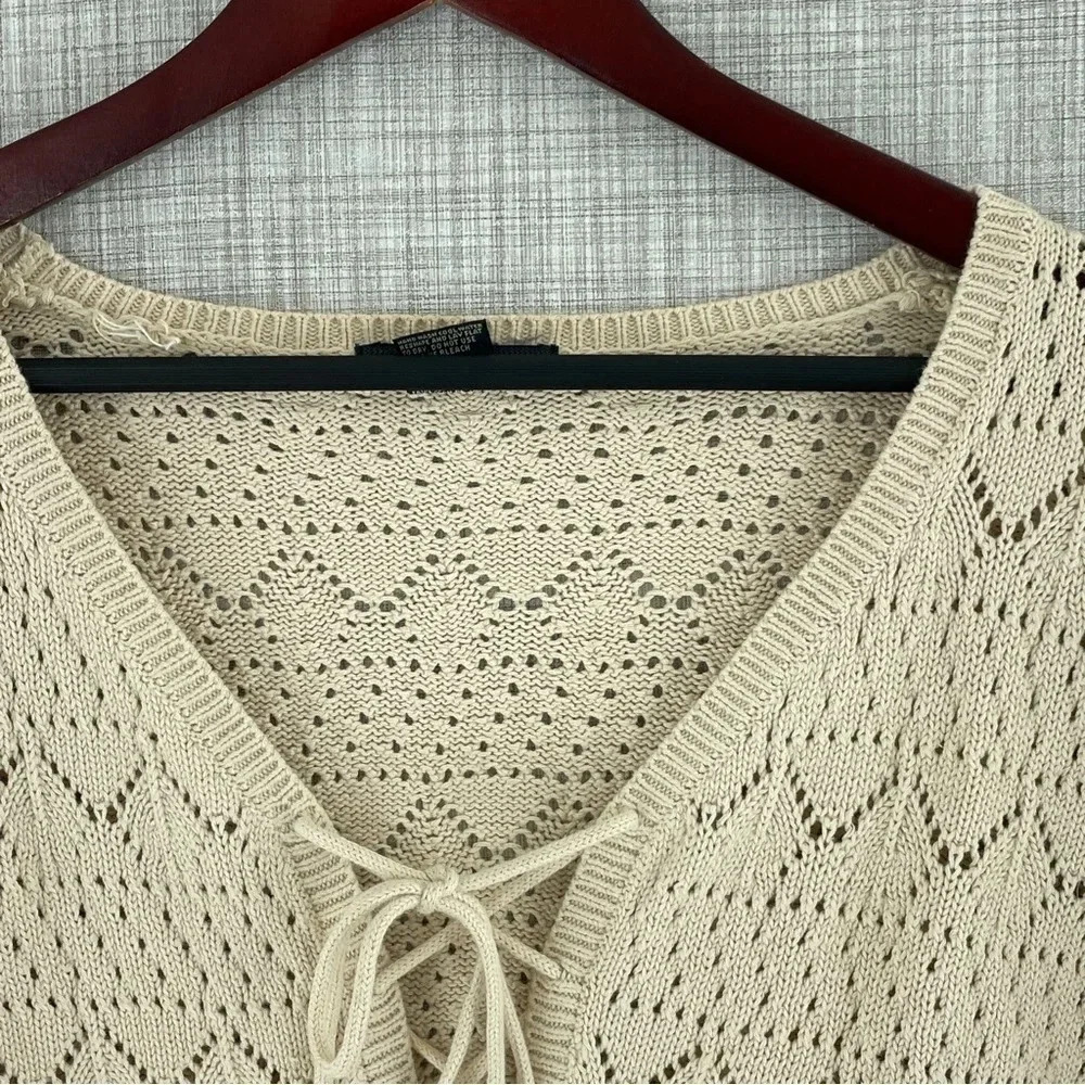 Mark Shale Womens Size S long sleeve Front lace loose knit sweater 1691 - Picture 3 of 7